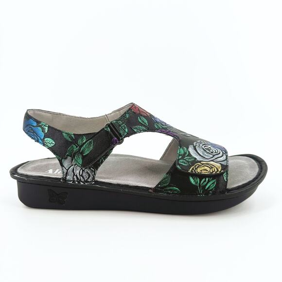 Alegria Womens Viki Sandals Size 41/10.5 Leather Comfort Arch Support Floral - Picture 1 of 9